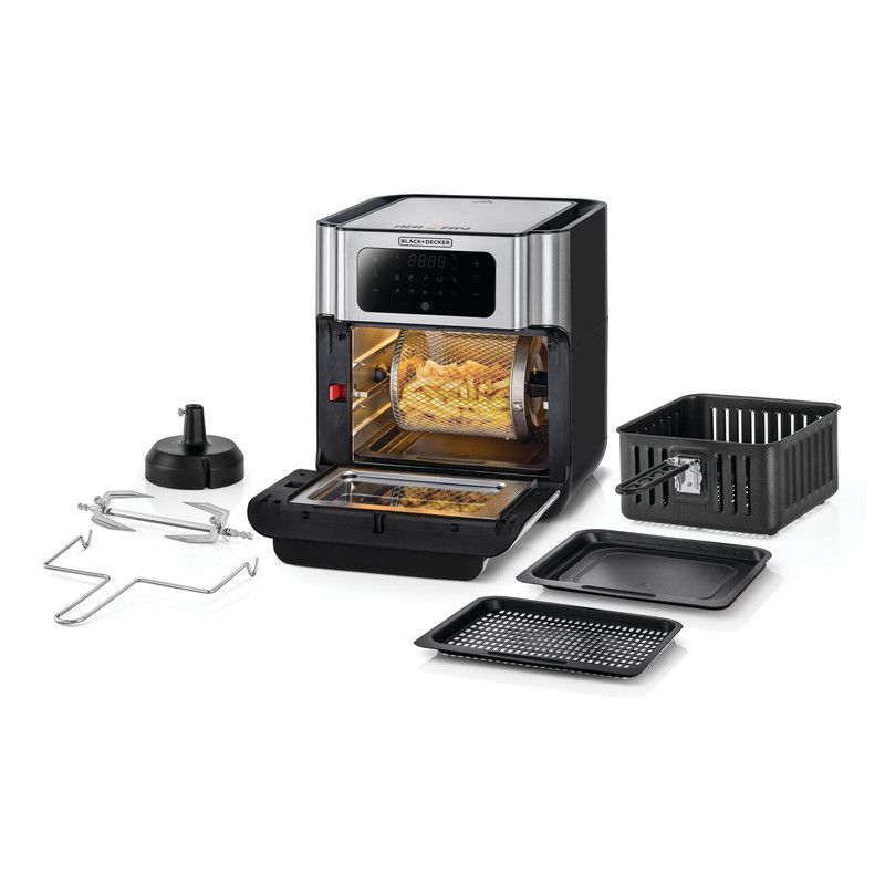 Black+Decker Air Fryer Oven Convection, 1500 Watt, 12 Liters, Silver - AOF100 Black+Decker Air Fryer Oven Convection, 1500 Watt, 12 Liters, Silver - AOF100